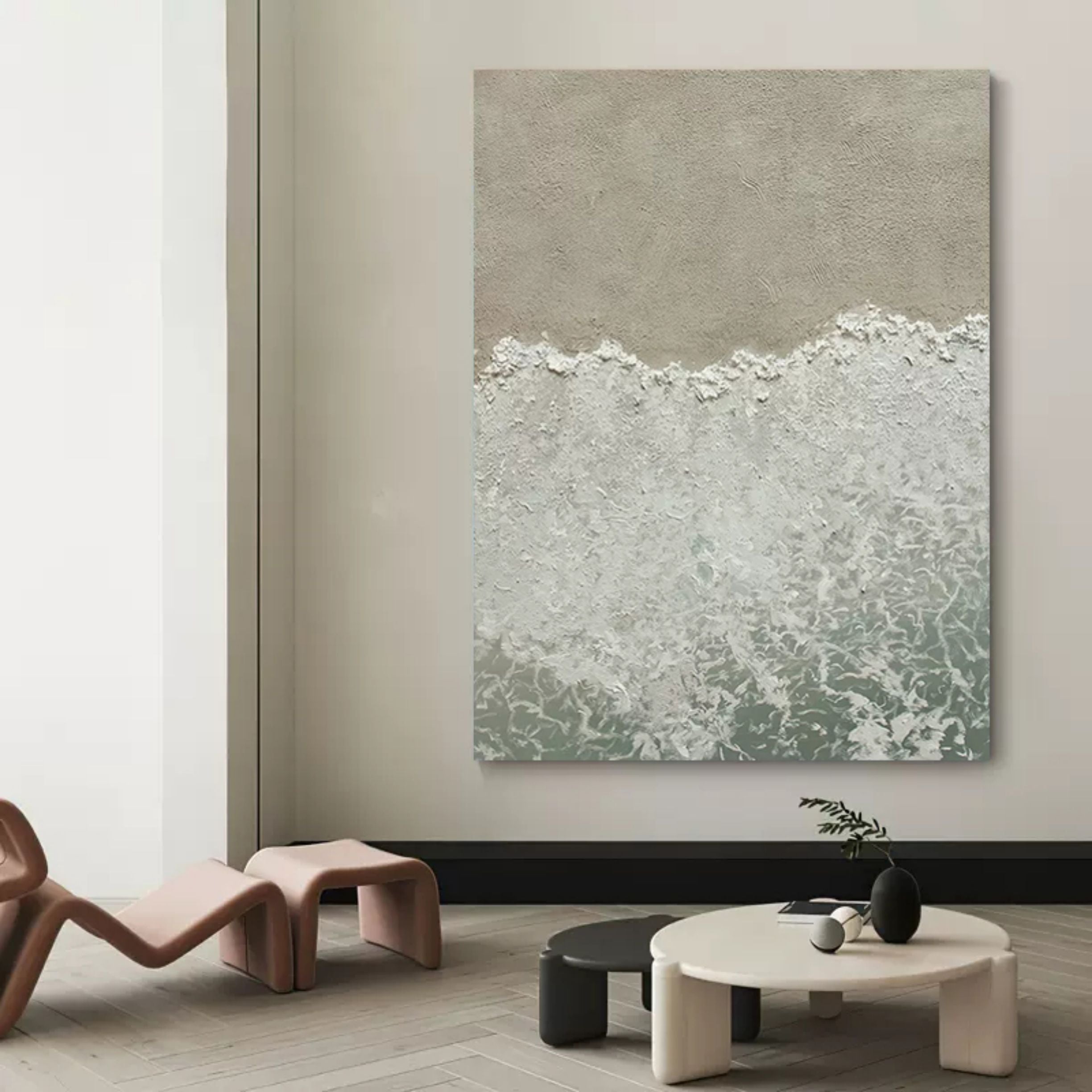 3D Ocean Wave Painting 3D Ocean Textured Acrylic Painting Wabi-sabi Wall Art Minimalism canvas Art