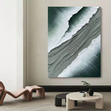 Large 3D Plaster Abstract Art White and Green 3D Abstract Painting White and Green Textured Wall Art