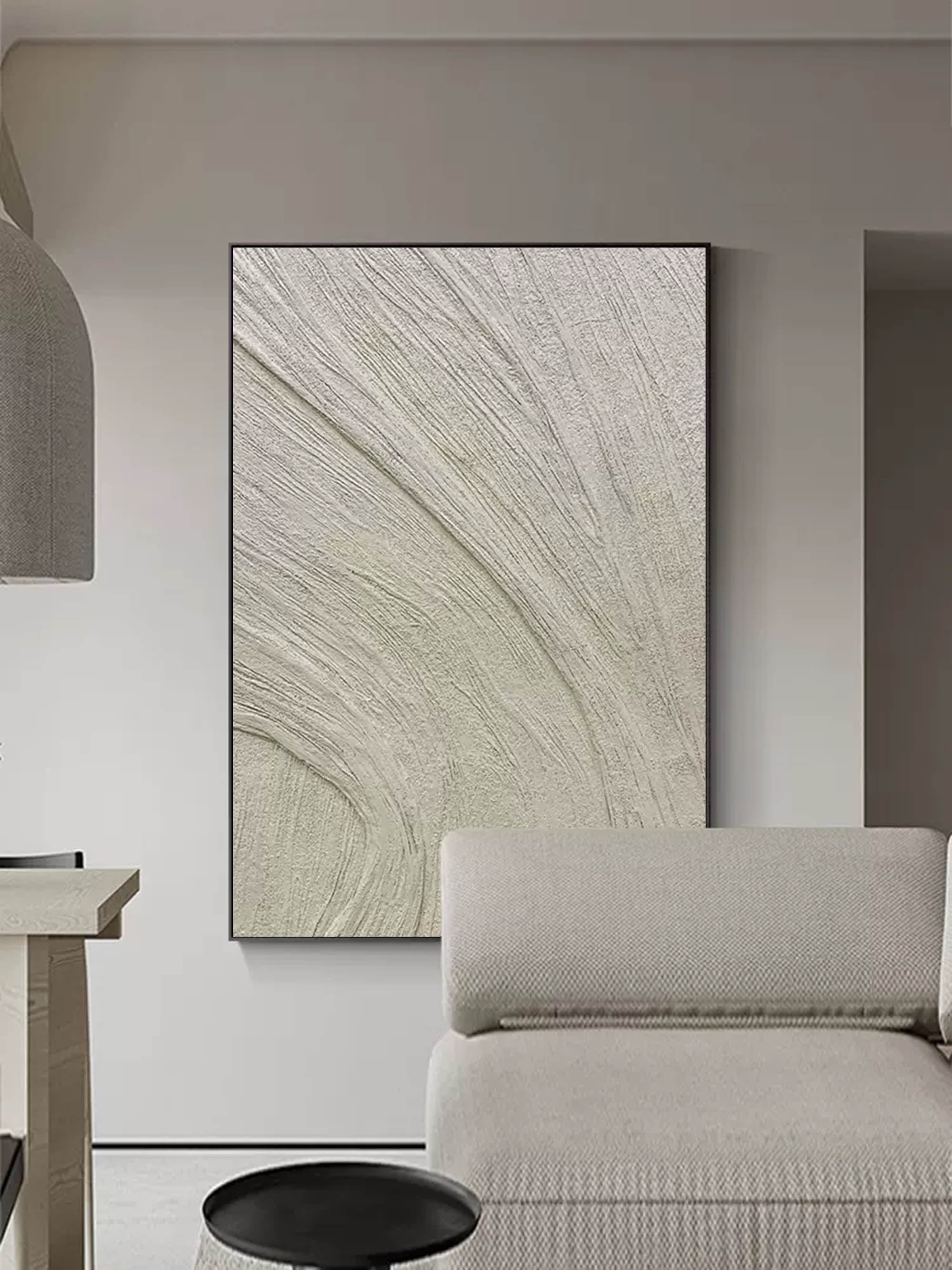White Minimalist 3D Abstract Art Plaster Abstract Painting Plaster Wall Art 3D Textured Wall Art