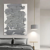 Large Gray 3D Abstract Canvas Art 3D Plaster Art Wabi-Sabi Wall Art Heavy textured Acrylic Painting