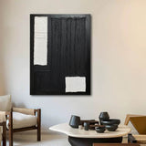 3D Black Textured Wall Painting Black Textured Abstract Art Canvas Wabi Sabi Abstract Painting Minimalist Art