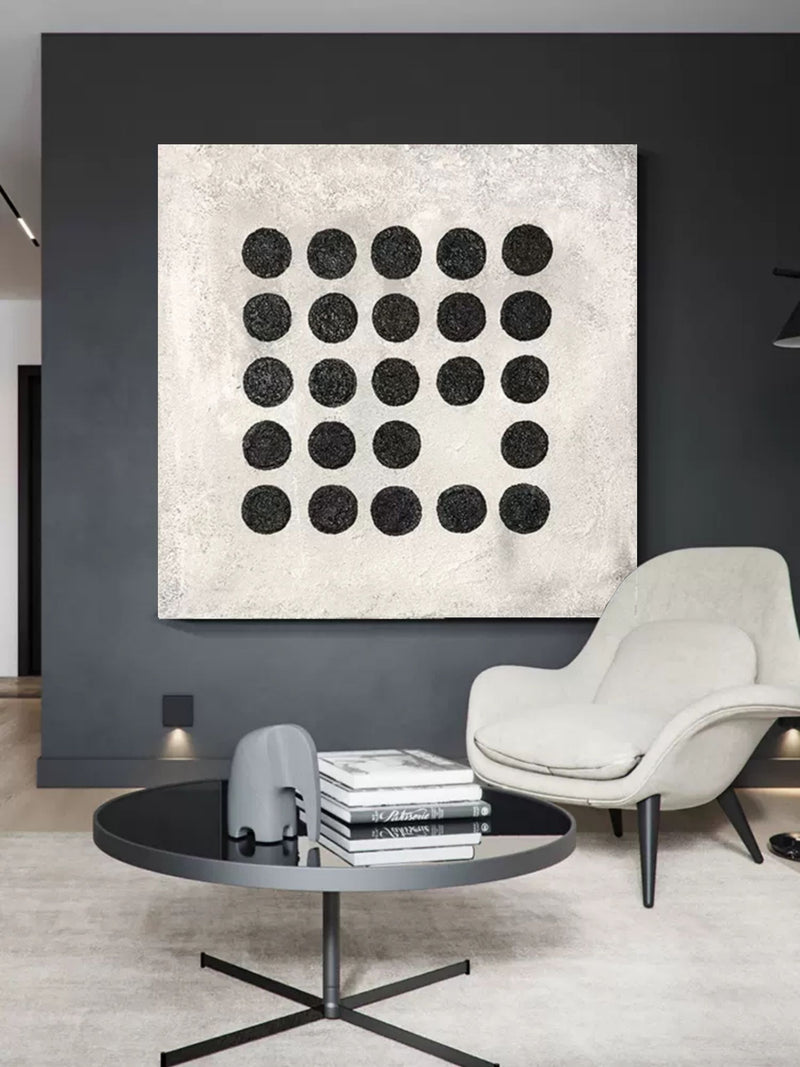 Wabi-Sabi Wall Art Black and White 3D Abstract Painting Wabi-Sabi Wall Decor Painting Minimalist Art