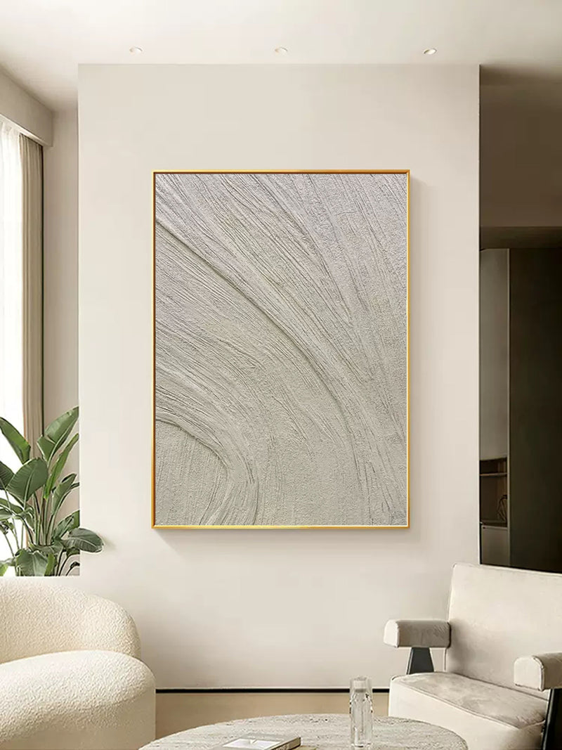 White Minimalist 3D Abstract Art Plaster Abstract Painting Plaster Wall Art 3D Textured Wall Art