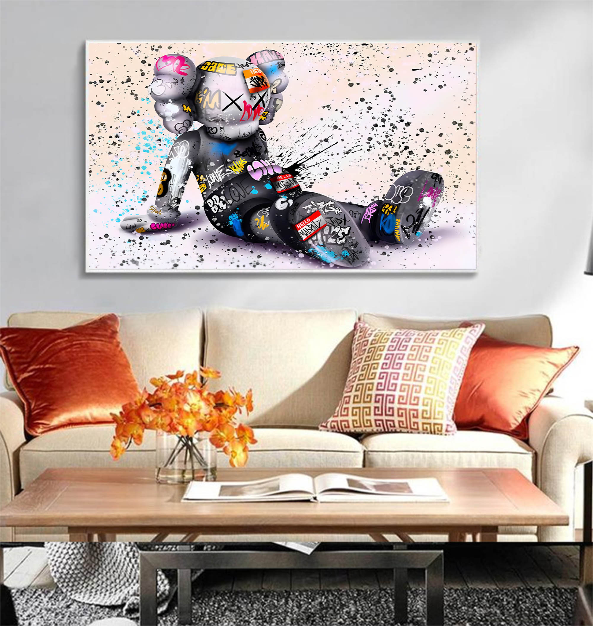 Large Kaws Pop Art Large Kaws 3D Textured Wall Painting Kaws Canvas Art Kaws Artwork Kaws Wall Art