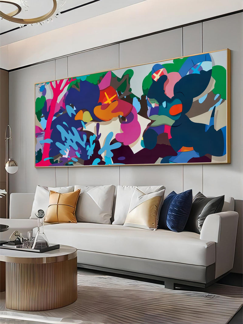 Large Pop Art Large Pop Painting Colorful Pop Painting Large Kaws Painting Large Kaws Pop Wall Art