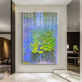 Monet Water Lily Impressionism 3D Water Lily Texture Acrylic Canvas Painting Hallway decor Painting