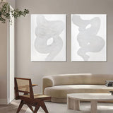 Large Gray and White 3D Abstract Art Wabiabi Wall Art Textured Wall Art Minimalist Painting Set of 2
