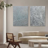 Big Gray 3D Abstract Art Gray Textured Wall Art Gray Minimalist Art on Canvas Wall Painting Set of 2