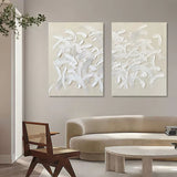 Set of 2 3D Beige Art Canvas Abstract Beige Oil Painting Set of 2 Beige Textured Wall Art Set of 2