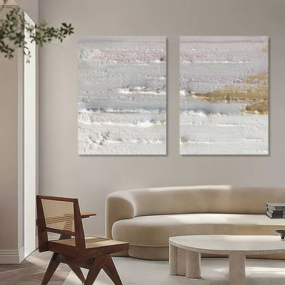 Gray and White 3D Abstract Art Set of 2 Wabi-Sabi Wall Art Minimalist Art Textured Wall Painting