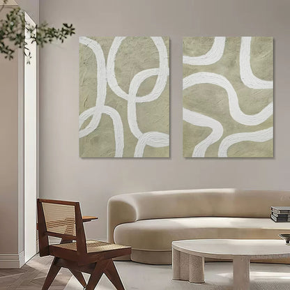 3D Brown and White Minimalist Art Canvas Set of 2 Wabi-Sabi Art Brown and White Texture Art Painting