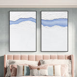 Large White 3D Abstract Art Textured Wall Art Plaster Wall Art Minimalist Canvas Painting Set of 2