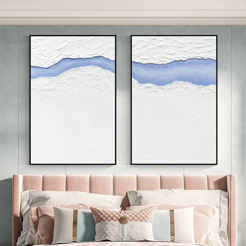 Large White 3D Abstract Art Textured Wall Art Plaster Wall Art Minimalist Canvas Painting Set of 2