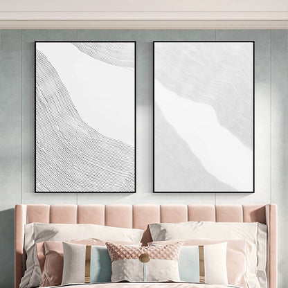 Large White 3D Abstract Art Textured Wall Art Plaster Wall Art Minimalist Canvas Painting Set of 2
