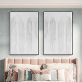 Large White 3D Abstract Art Textured Wall Art Plaster Wall Art Minimalist Canvas Painting Set of 2