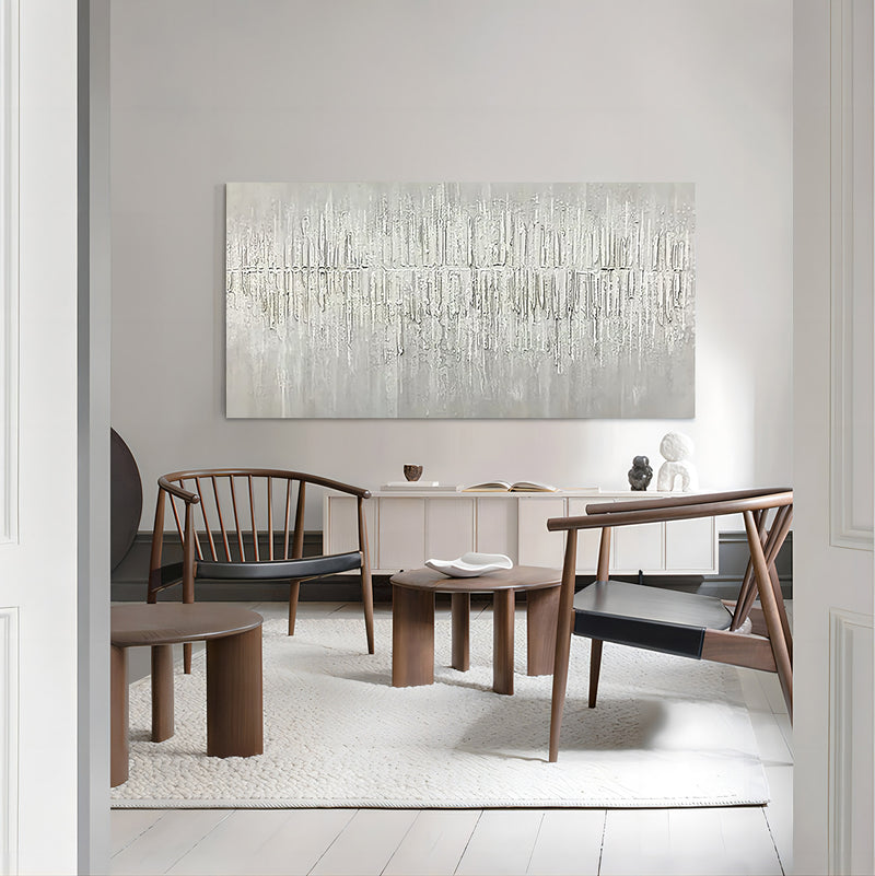 Oversized Gray 3D Abstract Canvas Painting Minimalist Art 3D Plaster Art Gray Textured Wall Painting