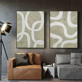 3D Brown and White Minimalist Art Canvas Set of 2 Wabi-Sabi Art Brown and White Texture Art Painting