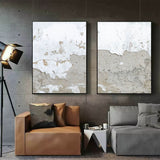 Gray and White 3D Abstract Art Wabi-Sabi Wall Decor Textured Wall Art Minimalist Painting Set of 2