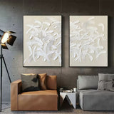 Set of 2 3D Beige Art Canvas Abstract Beige Oil Painting Set of 2 Beige Textured Wall Art Set of 2