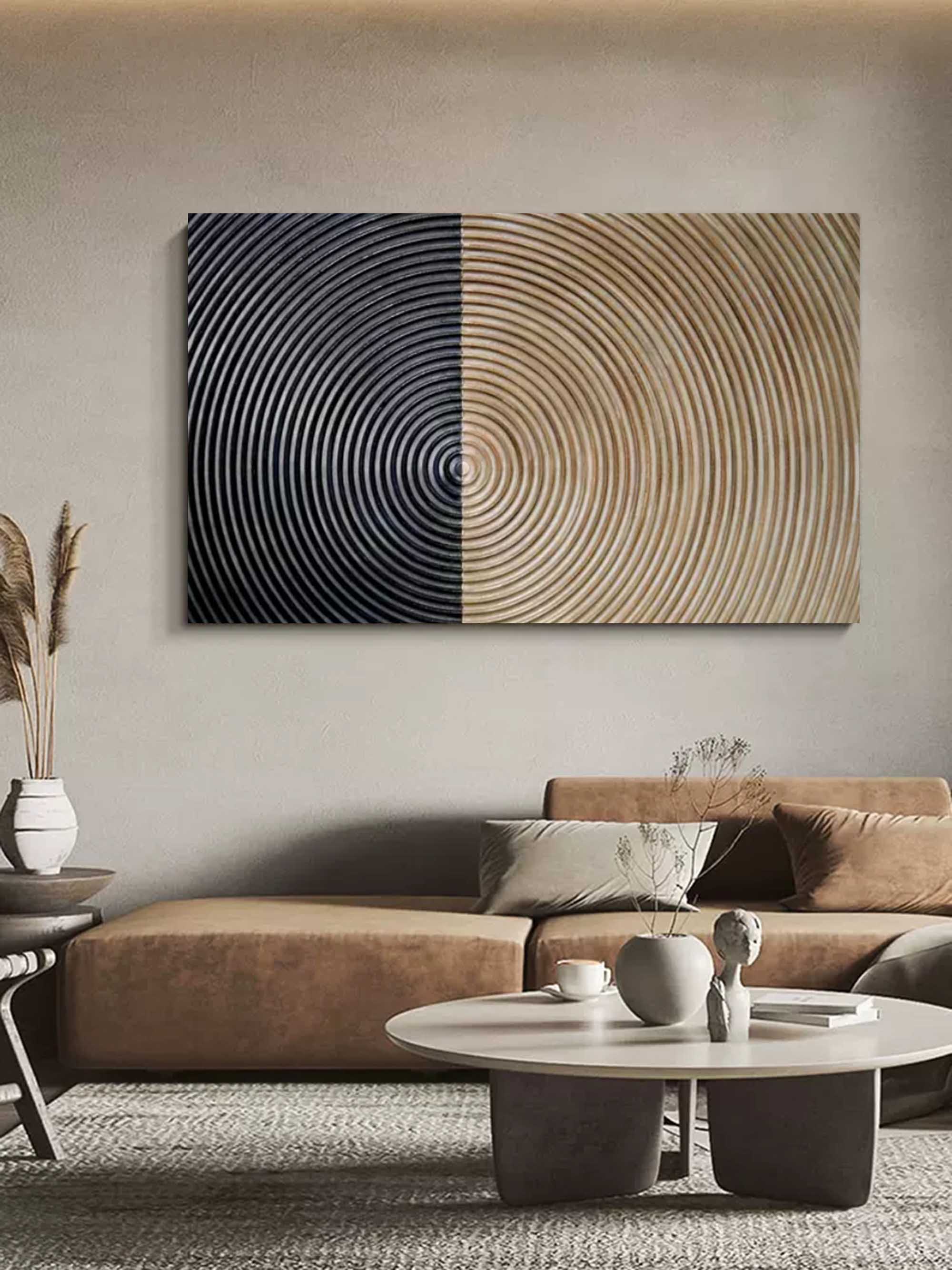 Large 3D Textured Abstract Canvas Art Brown and Black Textured Acrylic Painting Minimalist Wall Art