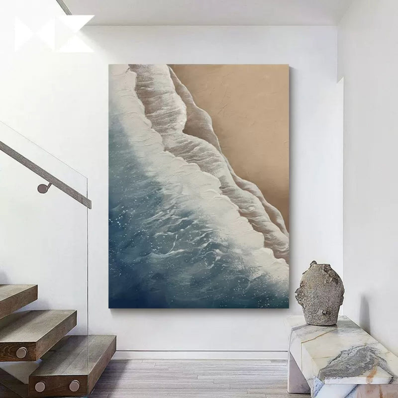 Large 3D Ocean Wave Painting Large 3D Ocean Wave Texture Wall Art 3D Plaster Art Minimalist Painting