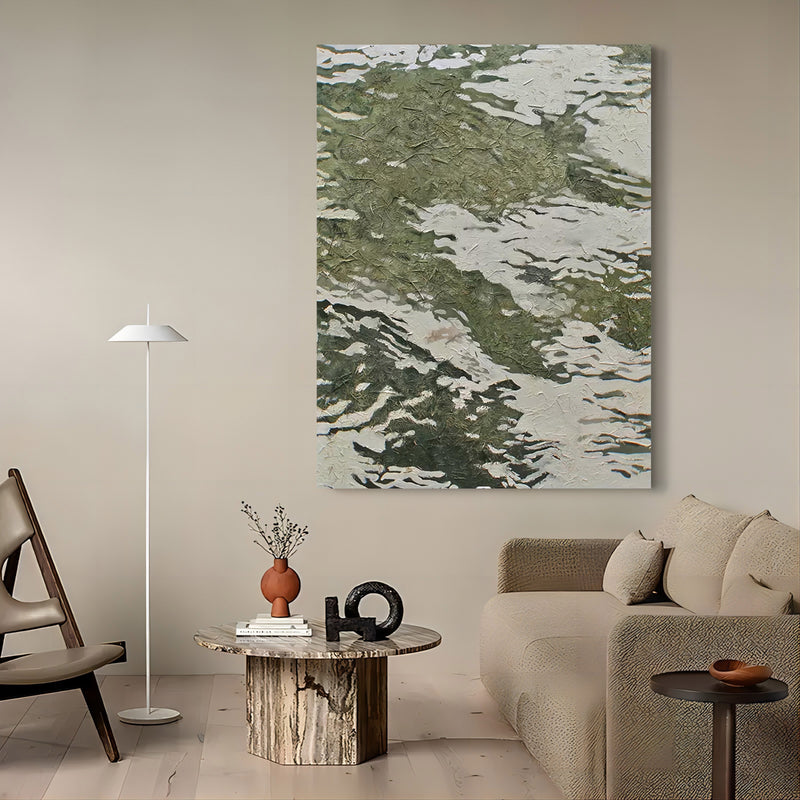 Green 3D Textured Acrylic Abstract Painting Green Minimalist Abstract Art Green Textured Wall Art