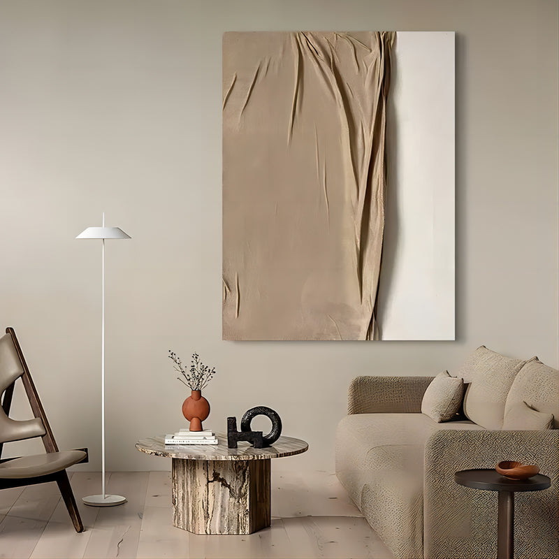 Brown 3D Abstract Painting Brown Minimalist Canvas Art 3D Plaster abstract Art Wabi-Sabi Wall Art