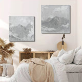Gray minimal art on canvas Wabisabi wall decor 3D Textured wall art Gray abstract painting set of 2