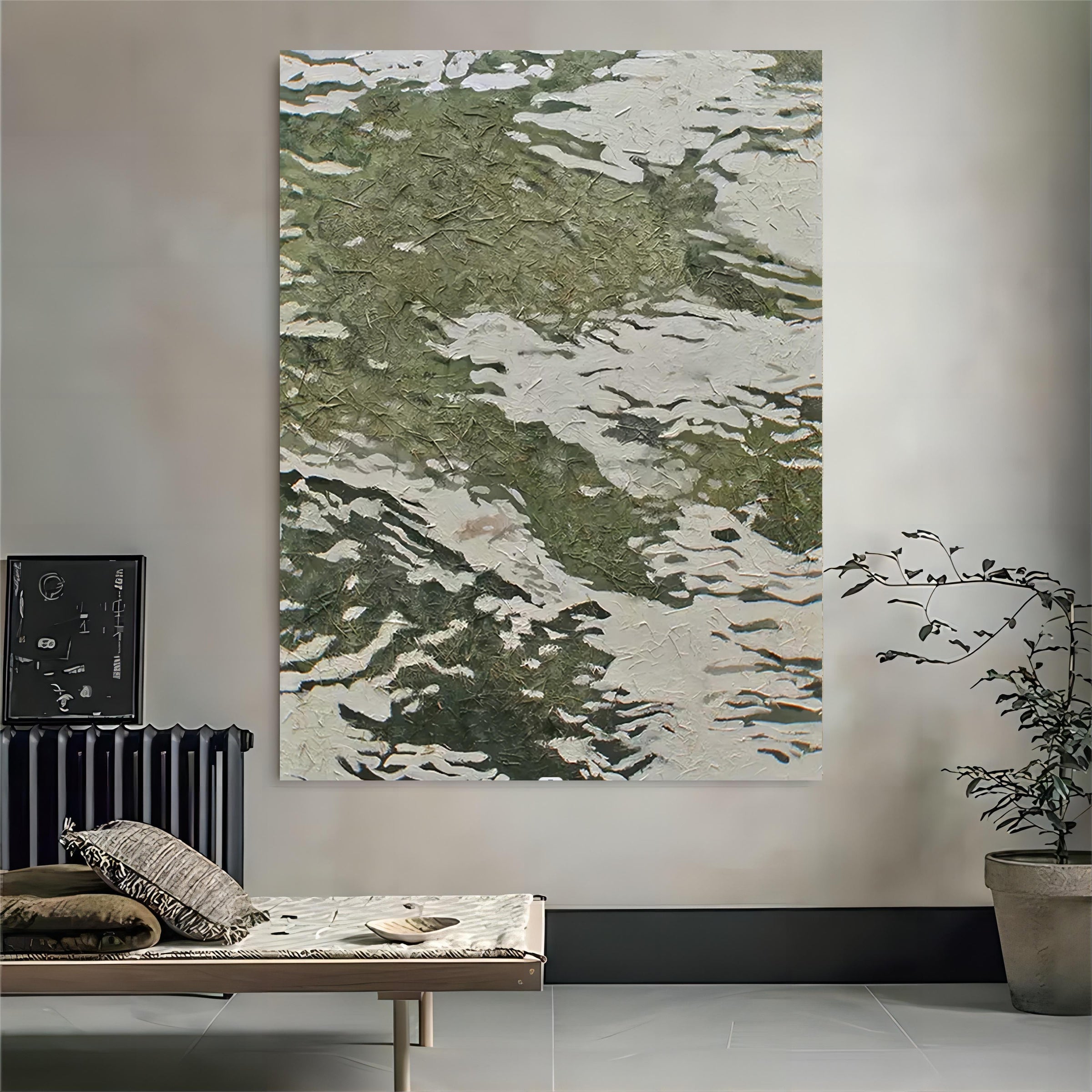 Green 3D Textured Acrylic Abstract Painting Green Minimalist Abstract ...