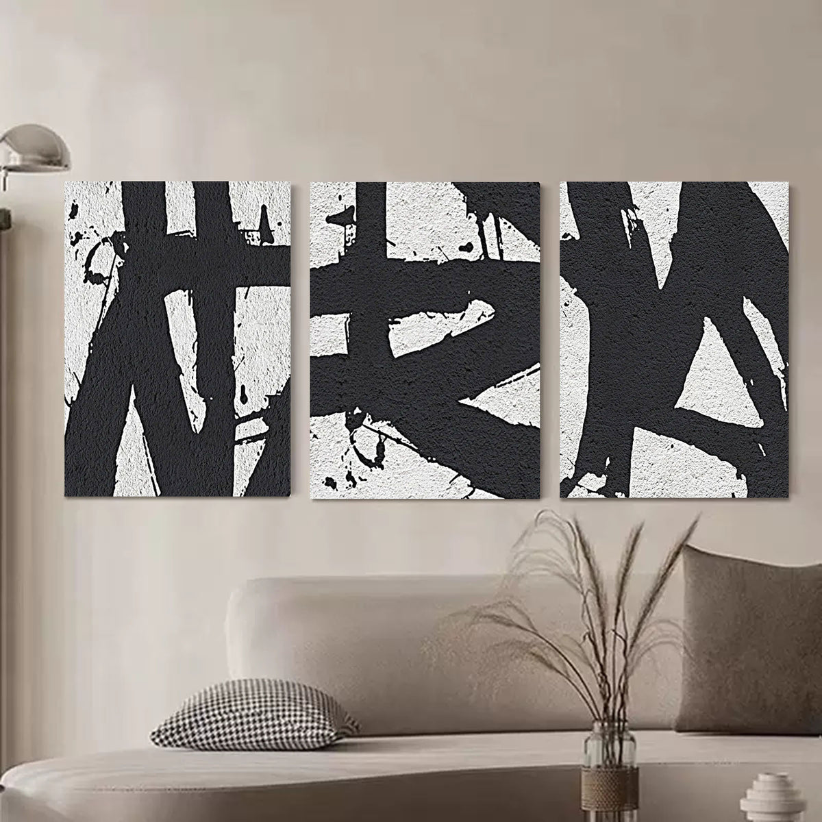 Black and White 3D Abstract Art Set of 3 Textured Wall Art Minimalist ...