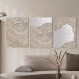 Brown 3D Abstract Painting Set of 3 Bohemian Painting 3D Textured Wall Art Brown Minimalist Abstract Canvas Art