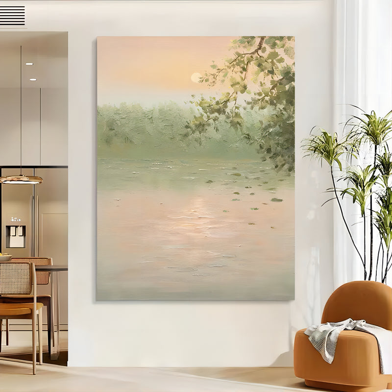 Large Green Landscape Art Large Green Wall Decor Green Landscape 3D Textured Canvas Painting