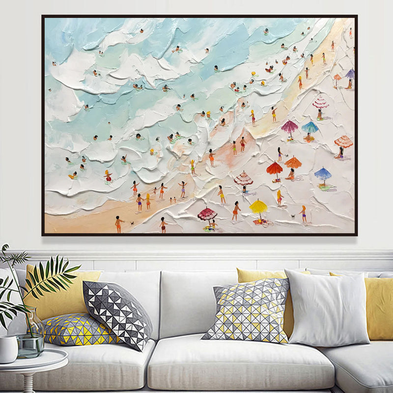 Seaside Beach Holiday Canvas Painting Seaside Beach 3D Landscape Art  Seaside Beach Texture Wall Art