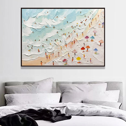 Seaside Beach Holiday Canvas Painting Seaside Beach 3D Landscape Art Seaside Beach Texture Wall Art