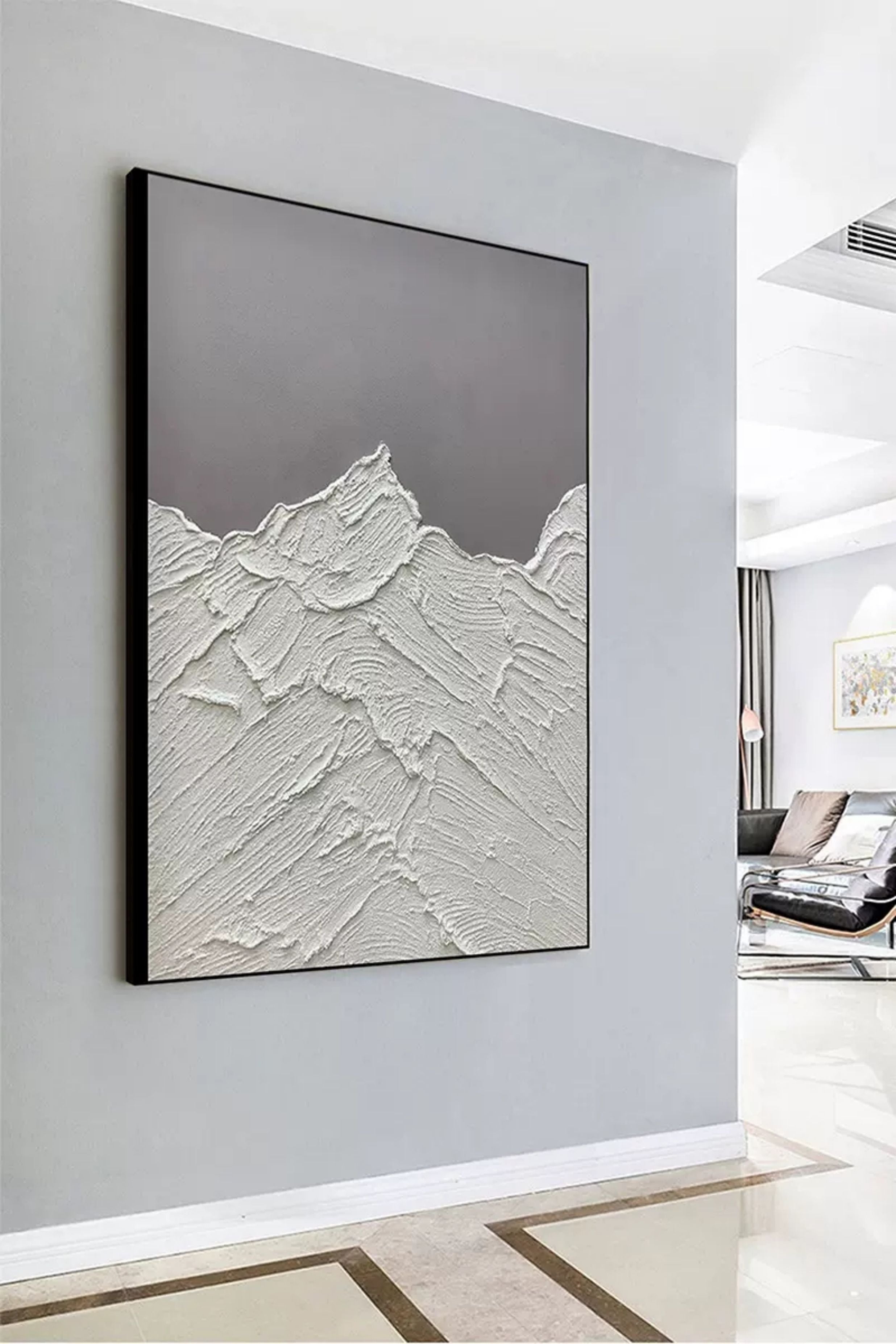White Plaster Art White 3D Textured Abstract Painting White Minimalist Living Room Wall Decor Painting