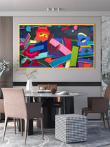 Large colorful pop paintings Large pop wall art Large Kaws artwork Kaws cartoon paintings