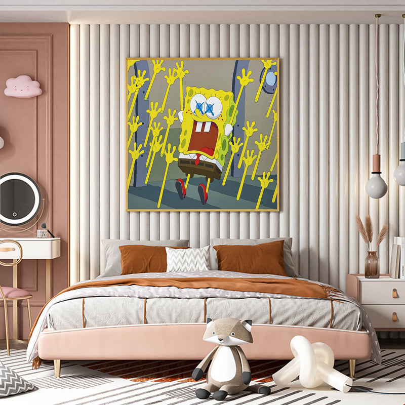 SpongeBob Cartoon Painting SpongeBob Wall Art Kaws Artwork Kaws Colorful Pop Art