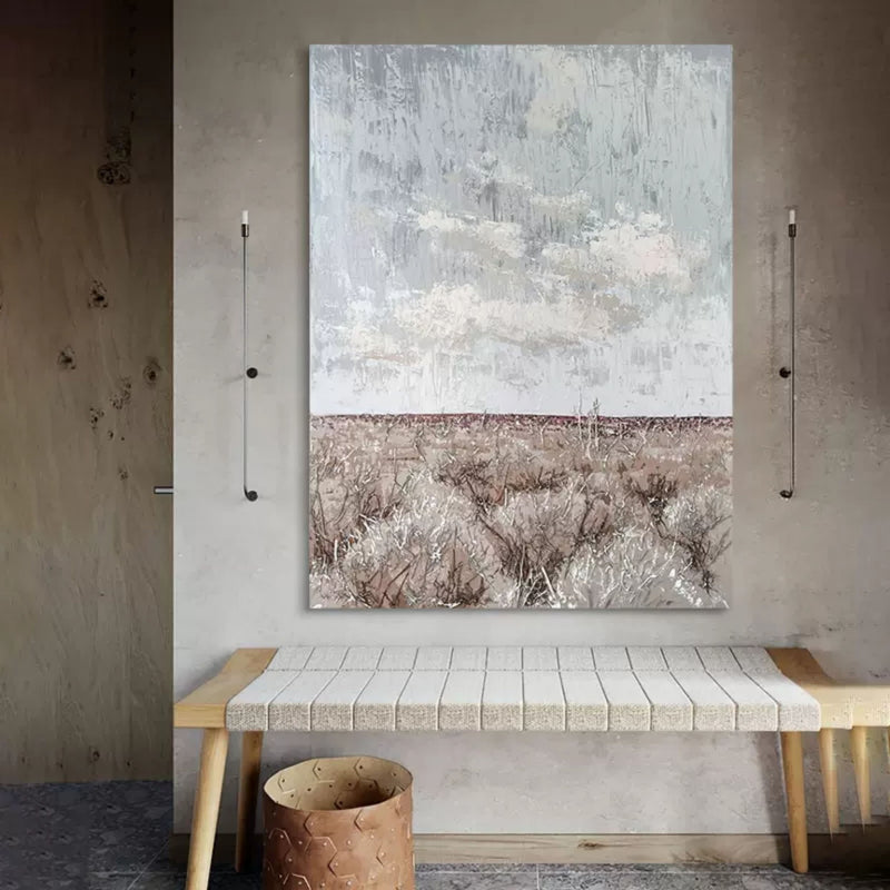 Large Gray 3D Abstract Painting Wabi-Sabi Wall Art Mixed Media Art Gray Textured Wall Decor Painting