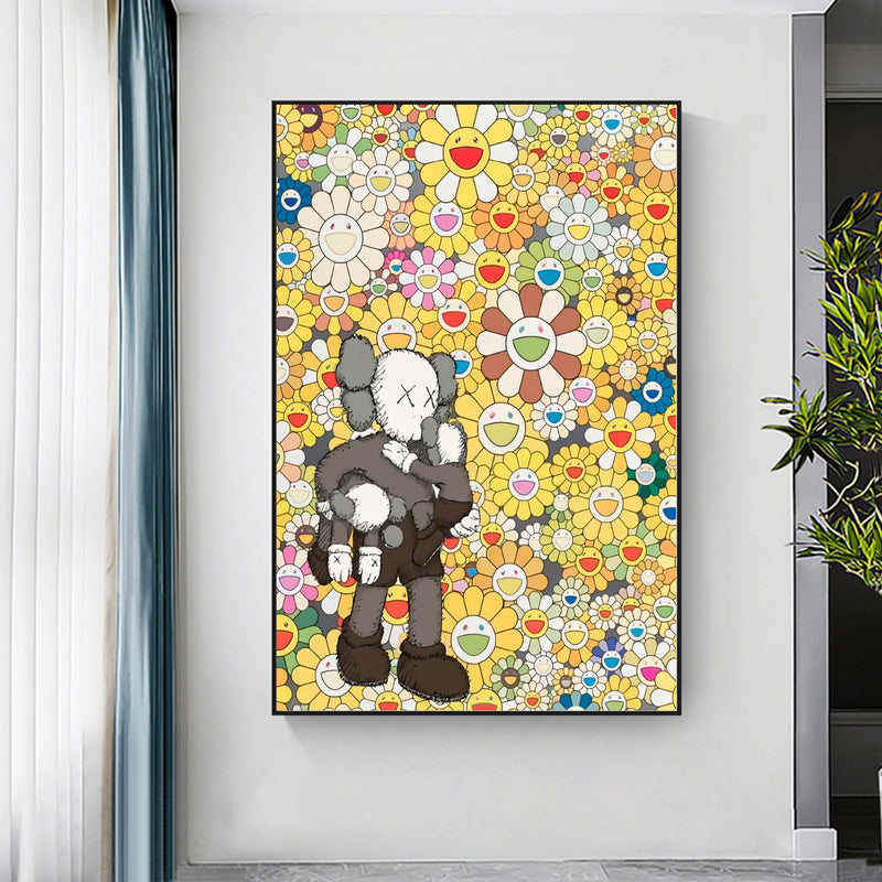 Colorful Kaws painting Colorful Kaws pop art Colorful Kaws 3D Texture Wall Painting Kaws Canvas Art