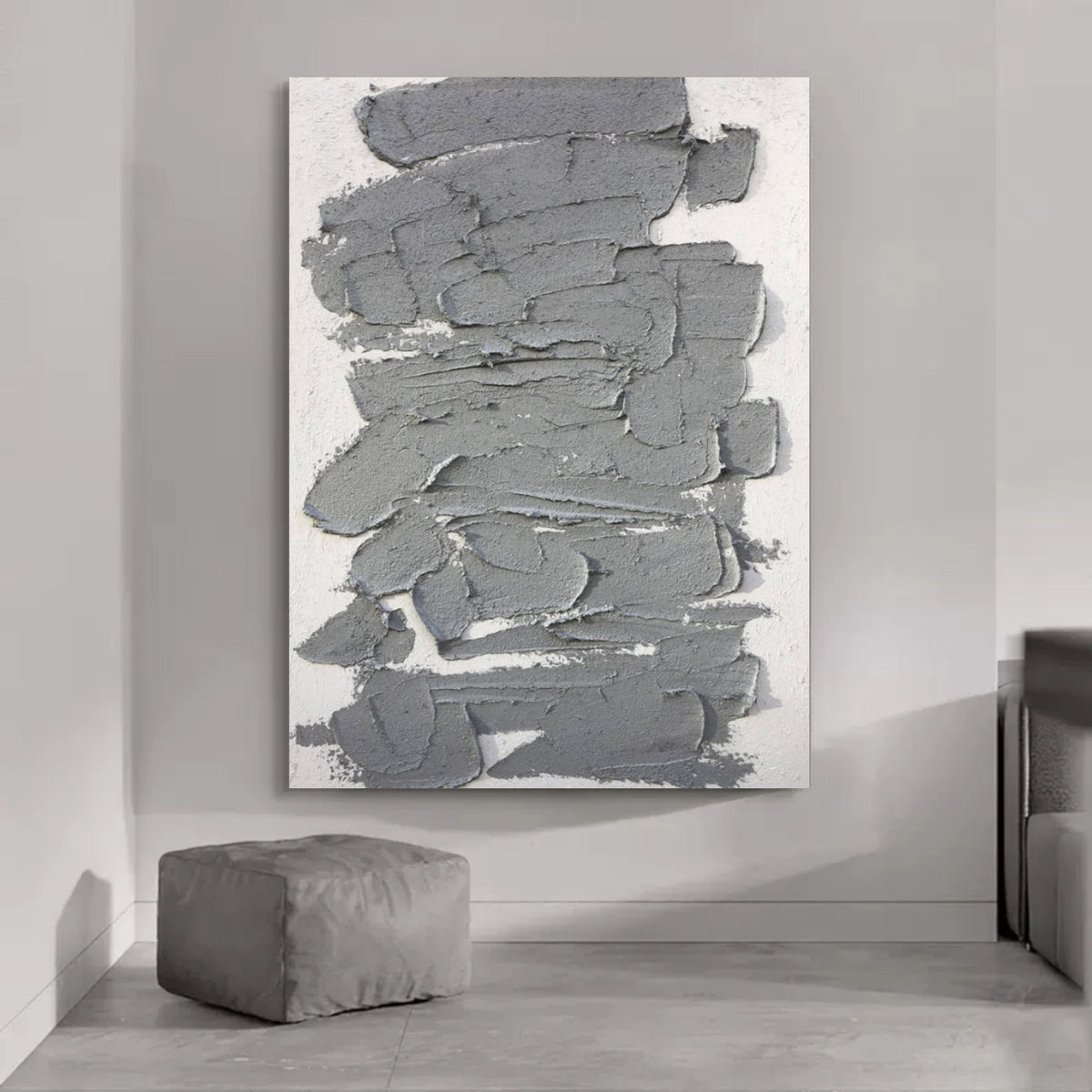 Large Gray 3D Abstract Canvas Art 3D Plaster Art Wabi-Sabi Wall Art ...