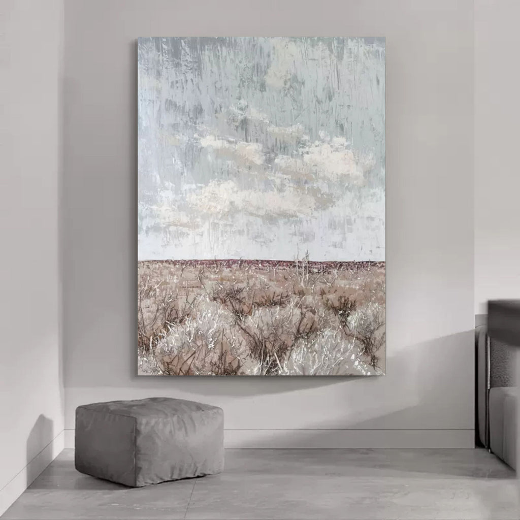 Large Gray 3D Abstract Painting WabiSabi Wall Art Mixed Media Art Gray