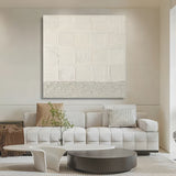 White 3D Textured Wall Art White Plaster 3D Abstract Painting White 3D Minimalist Canvas Art