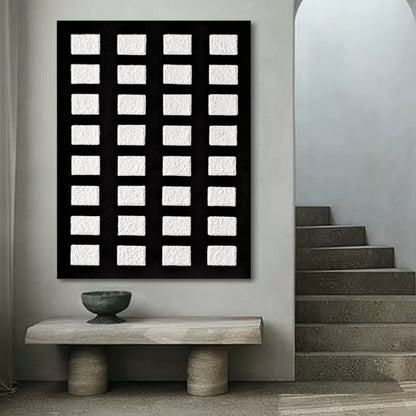 Large 3D Black and White Abstract Art Canvas Textured Art Abstract Paintings Minimalist Oil Painting