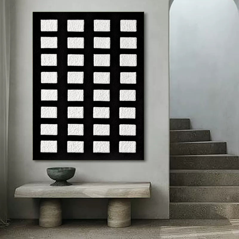 Large 3D Black and White Abstract Art Canvas Textured Art Abstract Paintings Minimalist Oil Painting