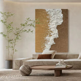 Large wabi-sabi abstract painting Large brown 3D textured wall art Large brown minimalist paintings