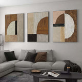 Set of 3 Textured Abstract Canvas Paintings Wabi-Sabi Abstract Painting Set of 3 Modern Wall Art