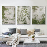 3D Green and Gray Abstract Canvas Art Set of 3 Textured Abstract Oil Painting Set of 3 Minimalist Wall Art