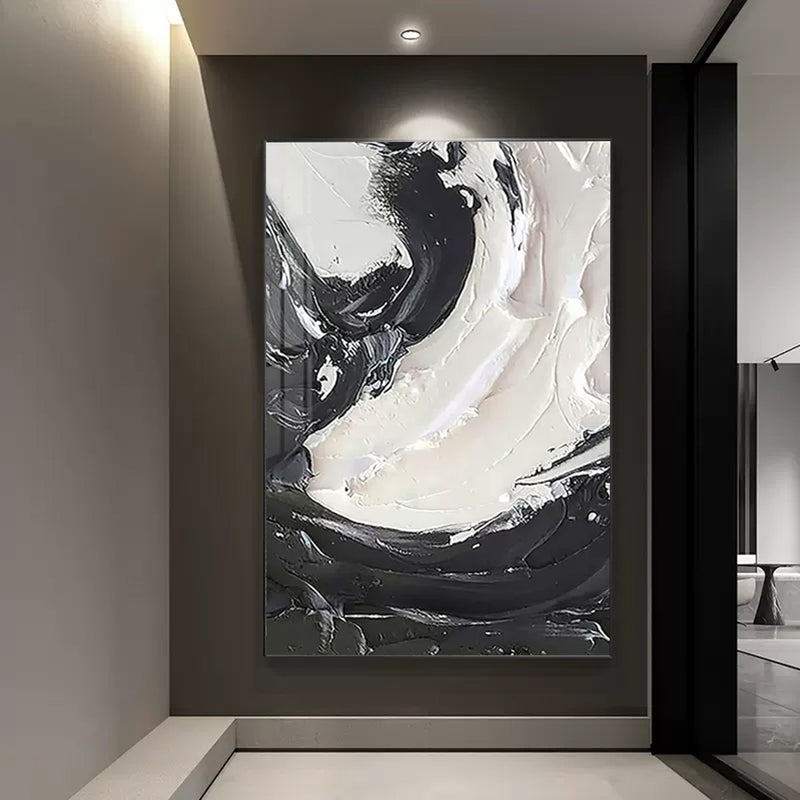 Hand Painted Abstract Artwork Texture Acrylic Wall Art Black White Canvas  Painting Modern Abstract Oil Painting Handmade Decor - AliExpress