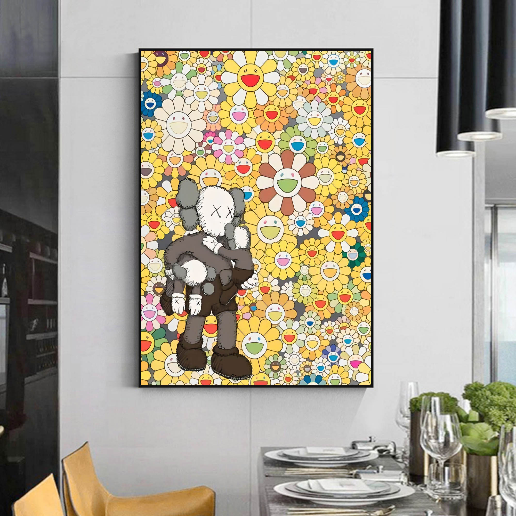 Colorful Kaws painting Colorful Kaws pop art Colorful Kaws 3D Texture Wall Painting Kaws Canvas Art