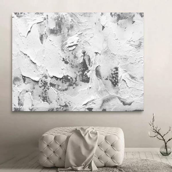 Large Gray and White 3D Abstract Painting minimal art Textured Wall Art WabiSabi Wall Decor Ideas